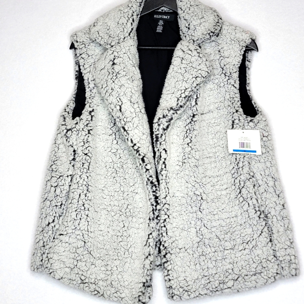 Ellen Tracy‎ Gray and Black Knit Jacket Best Size XL. #474